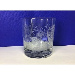 Vintage Etching Rose Patterns Glass Tumblers Set of 6 Drinking Glass Floral