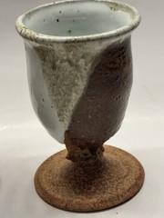 Vintage Rustic Art Pottery Wine Goblets Set Of 2 Handmade ceramic clay glazed