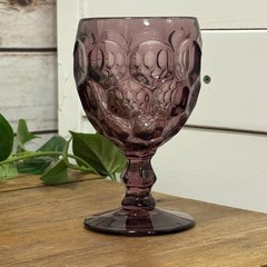 Thumbprint Provincial Amethyst Purple Ohio Imperial Glass WATER GOBLET Honeycomb