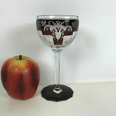 Murano Venetian Salviati Crystal Pauly & C Goblet Cut Cranberry