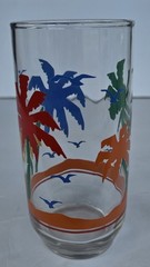 4 Vintage Libbey Tropical PALM TREES & BIRDS Drinking Glasses 16oz NEW