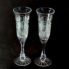 CRYSTAL CLEAR INDUSTRIES CHARDONEY CHAMPAGNE FLUTES, Cut Crystal, 9 1/4″, 2PCS