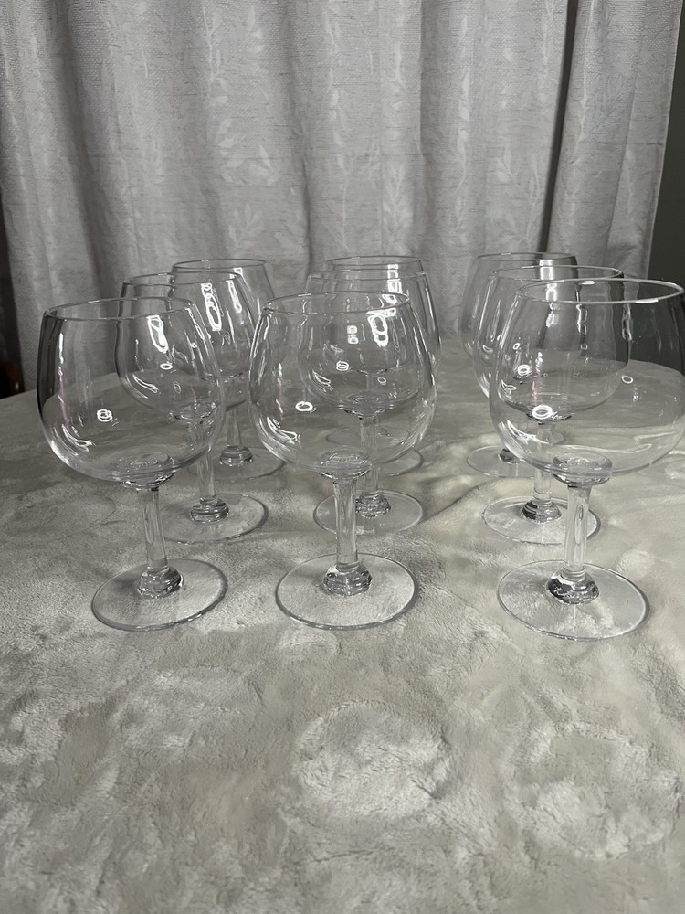 Simon Pearce Clear Glass Wine Glasses Set of 9 Signed Solid Round 8in