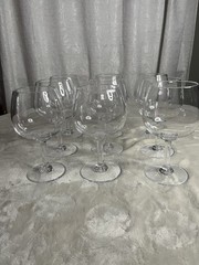 Simon Pearce Clear Glass Wine Glasses Set of 9 Signed Solid Round 8in
