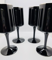4 Vintage Lenox USA Hand Blown Venture Black Platinum Trim Wine Glass 