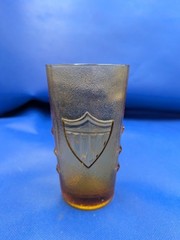 VINTAGE AMBER TUMBLER GLASS With Eagle-Shield-Patriotic Stars Made In Italy
