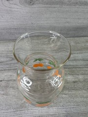 Vintage Orange Citrus Juice Carafe Pitcher & 3 Tumbler Glasses Set Retro Barware