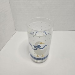 Vintage Libbey Country Geese Goose Frosted Drinking Glasses Set of 3 Blue Bow