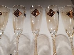 Franco Vetrerie e Cristallerie Champagne Flutes Iridescent Gold Handmade Italy