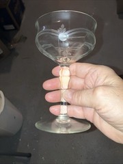 4 Vintage Etched Champagne Glasses