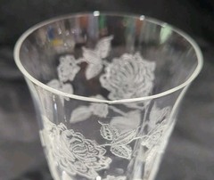 6-Vintage Heisey Rose Etched #5072 Footed Iced Tea Glasses
