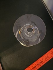 Set Of 4 Pressed Glass Clear Plain Wafer Stem 6 oz ON THE ROCKS GLASS