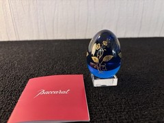 Gold Blue Crystal Egg By Baccarat