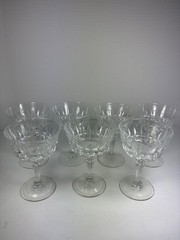 Set of 7 Vintage Crystal Champagne Coupe Sherbet Dessert Glasses Faceted Stemwar