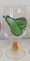 Italian Handpainted Iced Tea Water Goblets Four Piece 7 1/2″ Set Of 4 Vtg Fruit
