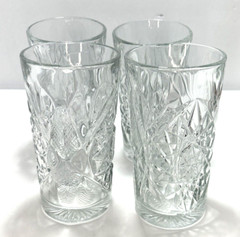 Set of 4 Libbey Hobstar Star Burst Clear Glass 6″ Tumblers Highball Ice Tea NEW