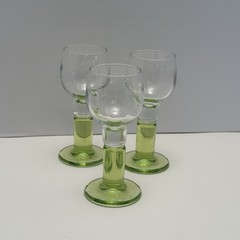 Bormioli Rocco Limoncino Shot Glasses Set Of 3 Liquor Cordial Green Stem Italy