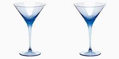 Moser Pebbles Aquamarine Blue Cocktail Martini Glass 8.8 oz Pair BNIB