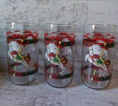 Vintage Libbey House of Lloyd Christmas theme Carousel Glasses (Set of 3)