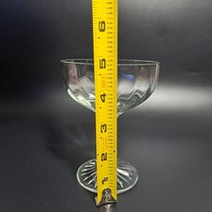 Vintage Stemmed Champagne Dessert Glass Clear Ribbed Design