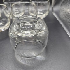 MCM Clear Glass Roly Poly Tumblers Set 6-5oz Lowball Juice Cocktail Glasses