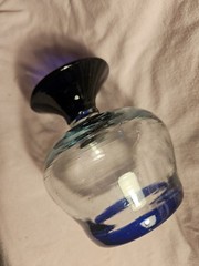 Vintage Mexican Hand Blown Brandy Snifter Cobalt Blue Rim & Base