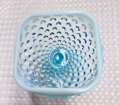 Fenton Square Sherbet Glasses (x2) Blue Opalescent Hobnail HTF