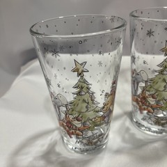 Disney Winnie the Pooh Holiday Glasses Set 4 Christmas Tree 6″ Tigger Eeyore Pig