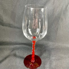 2 VTG HUTSCHENREUTHER RUBINO WINE GLASSES Goblets STEM RUBY Red TWIST ART 9 1/4”