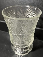 Vtg. Pinecone Ponderosa Pine Footed Tumbler Glass 4.5” Tall, Indiana Glass Clear