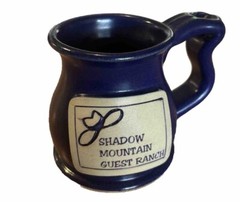 Clayton Coffee Mug Shadow Mountain Guest Ranch Blue Heavy Thumb Rest Cowboy Hat