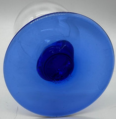 LUMINARC FRANCE COBALT BLUE & Clear WINE GLASSES 4 – 5 ounces 4 3/4 tall