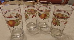 4 Corelle Fruit Abundance Pattern 16 oz Tumblers Glasses 6 Inches Tall EUC!
