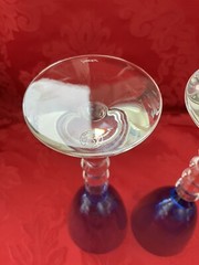 NIB’s FLAWLESS Blue BACCARAT France Two VEGA Crystal FORTISSIMO WINE RHINE Glass