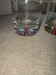 VTG Crate & Barrel Rocks Glasses with Ruby/Magenta Jewel Base – Set of 2 –NICE-