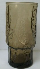 Lot 3 Vintage Libbey Rainy Brown amber Ornate Glass drinking Tumblers 5.5″