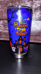 Halloween 16oz metal Tumbler purple hot or cold with lid