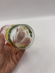 Vintage Swanky Swig Glass Tumbler, 5″ with Red, White, Yellow & Green Flowers