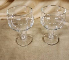 Vtg Hollow Stem Round Bowl Stout Bar Drinking Glass Set Of 2