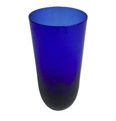 Vintage Cobalt Blue Tumbler Drinking Glass W/ Weighted Round Base
