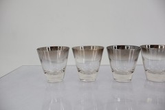 Vitreon Queens Lusterware Silver Fade Ombre Shot Glasses Set of 6 Vintage MCM