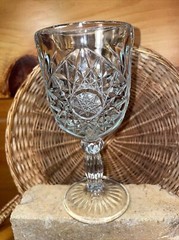 Vintage Libbey Ornate Hobstar Stem Footed Water 10 oz 7.25 in Goblets Lot of 2