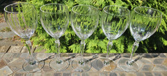 5 Vintage Mikasa Spring Petals Crystal Wine Glasses, 8-3/8″, FREE SHIPPING