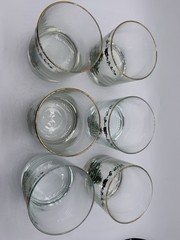Vintage Christmas Tree Glass Lowball Tumblers Set Of 6 Rocking Horse Angel