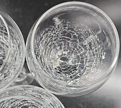 5) Pier 1 Reflections Water Goblet Set Elegant Clear Crackled Bowl Stemware Lot
