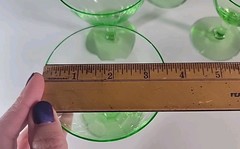 4-Vaseline Uranium Glass Champagne Sherbert Depression Era Stemware 1 Pc Chipped