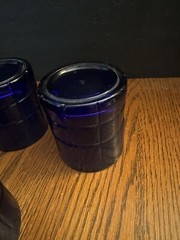 Anchor Hocking Cobalt Blue Tartan Tumblers Rocks Glasses 10oz Set of 4