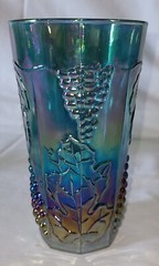 Indiana HARVEST GRAPE BLUE Carnival Glass iridescent PITCHER SET w/7 TUMBLERS