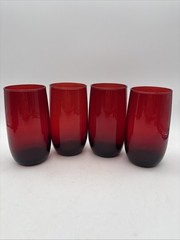 Vintage Anchor Hocking-Royal Ruby Red Glass Tumblers-12oz-Set of 4 MCM 5” Tall