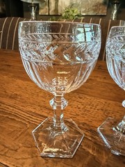 2 Villeroy & Boch MISS DESIREE Pressed Glass 6 1/2″ Water Goblet: MINT